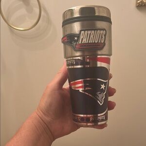 New England Patriots Stainless Steel 16 oz Tumbler Travel Mug Red, Blue, Silver
